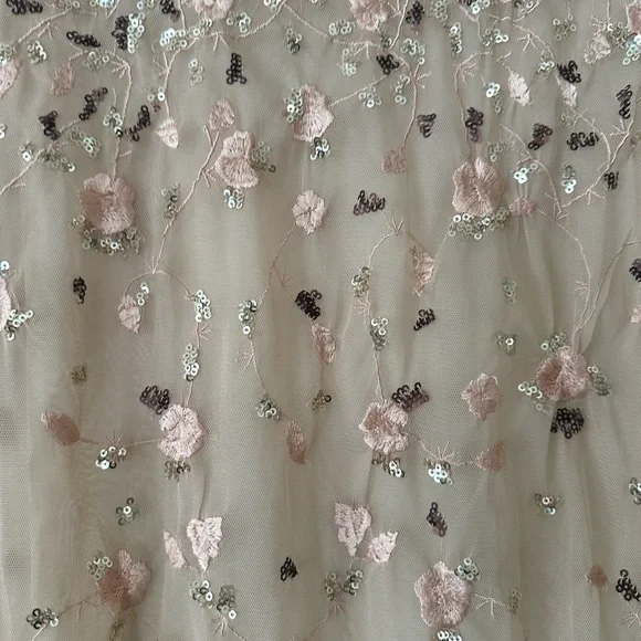 Net Embroidered Cream Top - Picture 3 of 4